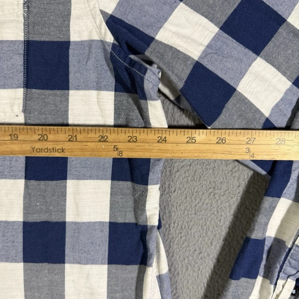 Banana Republic Luxe Flannel Shirt XXL Blue White‎ Check Plaid Slim Fit
